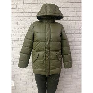 La Redoute Collection Green Girls Puffer Coat With Hoodie Size 12Y